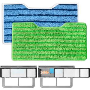 Reusable Replacement Pads Compatible with Shark Vac Pad VM252 VM251 VM200 VC205 VM250 VM200 VM200C VM190 VM250 QM250 VM190 VM200P12 Vacuum Mop Refills Upgraded Design of Dirt Chamber, 1+1+2 Pack (green+blue)