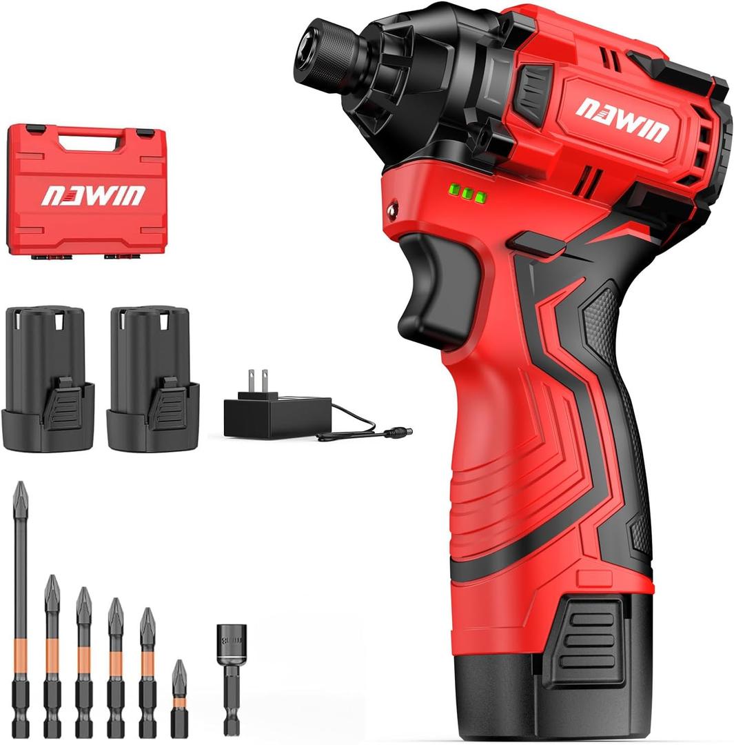 Cordless Impact Driver Kit 16.8V Max Torque 140Nm105ft-lbsHigh Rotation Electric Impact Driver Brushless Motor Continuously Variable Rechargeable 1/4" impact driver 2.0Ah Batteries