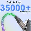 USB C to USB C Cable, Light up Type C Charger Cable, 60W USBC to USBC Cord, Led Type C to C Fast Charger Cord for iPhone 17/16/15/iPad MacBook,Samsung Galaxy S25 S24 S23 (Multicolored, 6FT)
