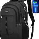 Black Backpack for Men and Women,School Backpack Bookbag for Teen Boys and Girls Laptop Backpack with USB for Collge Work Business (15.6 inch)