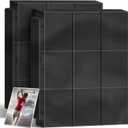 Trading Card Binder Sleeves, Baseball Holder Fit for Standard Size Sport Cards, 3 Ring Binder (Black) (100PCS)