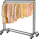 Tajsoon 2PCS Clothing Racks for Hanging Clothes Z Rack for Clothing Heavy Duty Hold 250LBS, Z Clothing Rack Industrial with Lockable Wheels, Rolling Clothes Rack for Bedroom, Laundry Room, Black