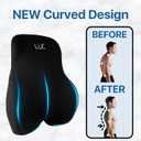 LC Lumbar Support Pillow for Office Chair & Car  Ergonomic Memory Foam Back Cushion for Lower Back Pain Relief  Adjustable Strap, Breathable Cover  Improves Posture & All-Day Comfort