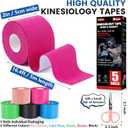 5 Rolls Kinesiology Tape, 5 Colors 2 inch x 16.4 Feet Waterproof Athletic Tape, Uncut Kinetic Tape, Elastic Muscle Tape, Sports Tape, Knee Tape for Exercise and Daily Use