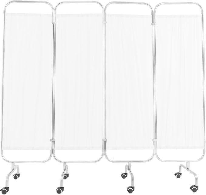 Rolling Room Divider for Healthcare, Stainless Steel Frame with Waterproof, Washable Fabric, Mobile Partition for ICU, Ward, School, Salon 4panels