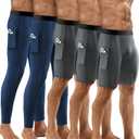 Niksa 1/2/4/5 Pack Compression Shorts Men, Spandex Running Shorts Athletic Workout Sport Performance Baselayer Underwear (Medium, Mottled Grey,Navy)