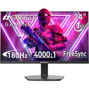 SANSUI 24 Inch Gaming Monitor 180Hz 1Ms FreeSync HDR 110% sRGB FHD 1080P Computer Monitor HDMI DP Ports Eye Care Frameless VESA Mount Cable Management(ES-G24F4L HDMI Cable Included) (24 inch FHD/180Hz/Gaming)