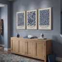 Framed William Morris Wall Art Set of 3, Large Vintage Blue Botanical Floral Canvas Prints, Farmhouse Aesthetic Wall Decor for Living Room Bedroom Hallway Office, 16x24 Inch