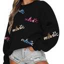 UNIQUEONE Oversized Bow Sweatshirt Womens Magic Kingdom Tee Shirt Colorful Pastel Bows Graphic Sweatshirts Holiday Pullover XL