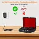 9V AC/DC Adapter for Crosley CR8005D CR8005F CR8005A CR8005C CR6019D CR8016 CR6232A R6233A CR6233D CR6249A CR6251A-BK Portable Turntable Record Player SW1200500-F04 Power