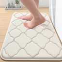 OLANLY Memory Foam Bath Mat Rug 24x16, Ultra Soft and Absorbent Bathroom Rugs, Non-Slip, Comfortable, Machine Washable Bath Carpet for Bathroom Floor, Tub, Shower and Home Decor Accessories, Ivory