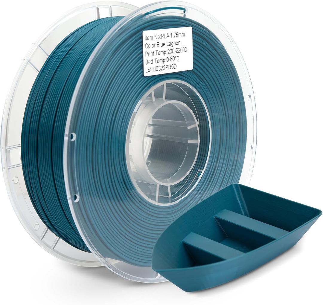 PLA Filament 1.75mm Blue Lagoon 1KG, Dark Teal 3D Printer Filament | Clog-Free Dimensional Accuracy +/- 0.02mm, Neatly Wound 1kg Spool(2.2lbs) 3D Printing Filament Fits for Most FDM 3D Printers