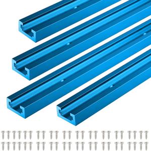 T Tracks for Woodworking,4Pcs Aluminum 48 inch Double Cut Profile Universal with Predrilled Mounting Holes and 48 Pcs Screws Light Blue
