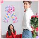 Liliful Valentine's Day Tree Topper Bows Pink Candy Heart Wreath Bow Decoration Gift Conversation Heart Topper Bows for Front Door Holiday Wreath Wedding Party Wall Home Outdoor Decor