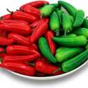 Realistic Mini Fake Hot Chili,Simulation Lifelike Pepper,Chili Pepper Decorations Artificial Fake Vegetables Red Chili Green Pepper Model for Photoshoot Props Home Kitchen Party Decoration