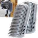 Extended (6.1") 2 Pack Self Grooming Cat Brush - Wall Corner Scratcher with Massage Combs for Long and Short Fur Cats, Kittens (Grey)