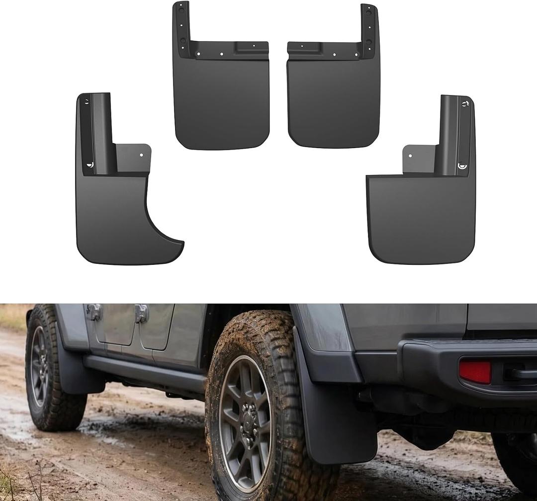 Mud Flaps Splash Guards Compatible with 2020-2026 Jeep Gladiator JT Accessories, Heavy Duty Mudguards with Hardware, Front and Rear Mudflaps, OEM Replacement #82215611 82215332AB, 4PCS