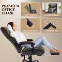 Big and Tall Office Chairs with Foot Rest,500LBS Wide Ergonomic Gaming Chair,100-135Recline Executive Leather Computer Chairs with Adjustable Height,Gray