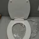 Mayfair Ashton Easy to Clean Single Hinge Toilet Seat, Modern Slow Close Wood Toilet Seat, Made in USA, Elongated, White
