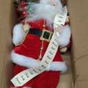 AGM 18" Santa Claus, Christmas Figurine Figure Decor with Good and Bad List and Bear and Gifts Bag for Holiday Party Home Decoration