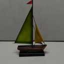 Vintage Sailboat Statue Decor for Living Room, Metal Boat Sculptures Decorations for Dining Room Office, Nautical Home Décor Accents for Shelf Bookshelf Coffee Table TV Stand (Yellow and Green)