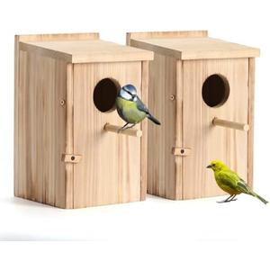 2 Pack Bird Houses for Outside, Hummingbird House Outdoor, Birdhouse kit,Bluebird Finch Swallow Wren Chickadee