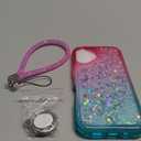 NGB Designed for iPhone 17 Case, Pink/Aqua | Glitter Liquid Sparkle Cute Phone Cover for Women Girls Kids | with Tempered Glass Screen Protector & Ring Holder & Wrist Strap Lanyard