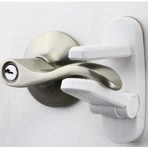 Door Lever Locks (4 Pack)  Prevents Toddlers from Opening Doors  Durable ABS with 3M Adhesive  Easy OneHand Operation for Adults, No Tools Needed
