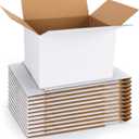 CRUGLA 12x8x7 Shipping Boxes 15 Pack, White Corrugated Cardboard Boxes with Side-Lock and Pre-Applied Double-Sided Tape, Easy Assemble Packing Mailer Boxes for Small Business Shipping