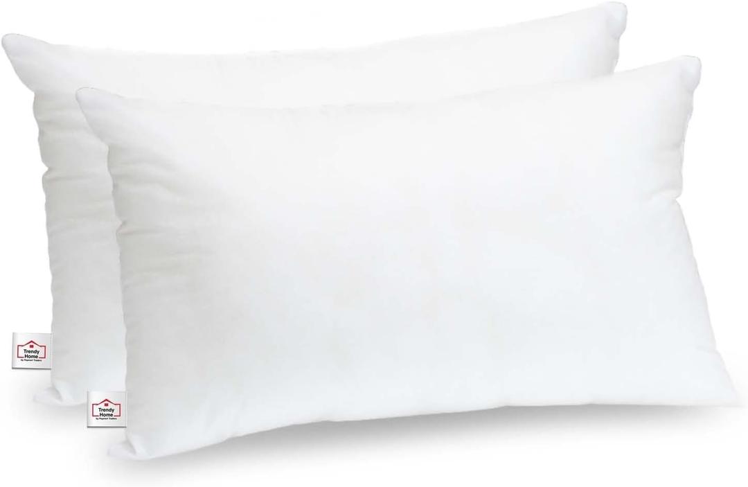 Trendy Home 12x18 Throw Pillow Insert (Pack of 2, White), Bed and Couch Pillows Stuffer Hypoallergenic, Lumbar Support Decorative Home Outdoor Pillow Filler (Non Woven, 2 Pack)