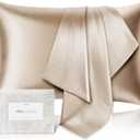 100% Pure Mulberry Silk Pillow Cases, Allergen Resistant Dual Sides,600 Thread Count Silk Pillowcase for Hair and Skin with Hidden Zipper, Gifts for Women,1pc,Queen Size, Taupe