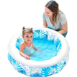 SLOOSH Inflatable Kiddie Pool for Kids, 36"x8.5" Swimming Pool with Soft Pad Floor for Kid & Toddler, Round Blow Up Baby Ball Play Pit Pools for Swim Party, Portable Indoor & Outdoor Water Toys (Blue)