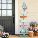45.6" Happy Easter Welcome Porch Sign| Spring Easter Bunny Rabbit Carrot Standing Wood Signs For Front Door Outdoor Indoor Yard Decor