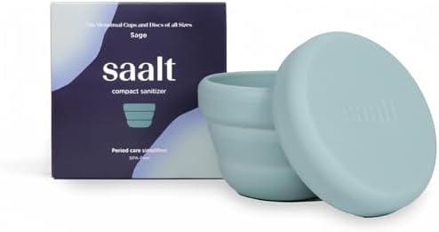 Saalt Compact Sanitizer - Menstrual Disc and Period Cup Cleaner, Microwavable, Reusable Menstrual Disc Sanitizer for Travel or Home, Collapsible, Flat-Fold Design - Sage