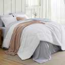 Bedsure Queen Comforter Set - 7 Pieces Reversible White and Grey Bedding, Queen Bed Set for All Seasons, Bed in a Bag with Down Alternative Comforter, Grey Sheets, Pillowcases & Shams