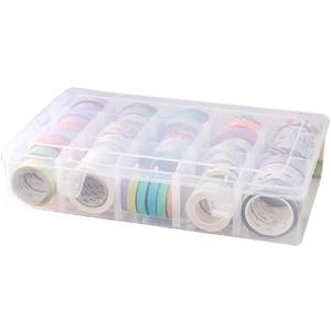 Adjustable 15-Compartment Grid Slot Plastic Storage Box Jewelry Bead Tool for Washi Tape, Art Supplies and Sticker Container Organizer Case