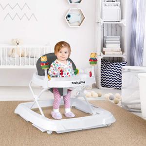 Height Adjustable Folding Baby Walker with High Back and Padded Seat