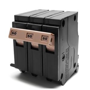 C360 3-Pole 60-Amp Circuit Breaker, Type C3/4-Inch Plug-On Molded Case Circuit Breaker, Thermal Magnetic Protection, 10 KAIC, 120/240V, Fit for Eaton fit for Load Centers