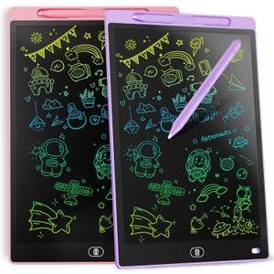 [2 Pack] Genialba LCD Writing Tablet 8.5-Inch Colorful Doodle Board, Toddler Learning Educational Toys Gifts for 3-8 Years Old Girls and Boys, Electronic Drawing Pad for Kids (Pink&Purple)