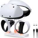 NexiGo Controller Charging Station for PSVR2, Dual Fast Charger Dock with LED Light [On/Off], Headset Display Stand and Controller Mount, Magnetic Connector, USB to Type-C Cable, White
