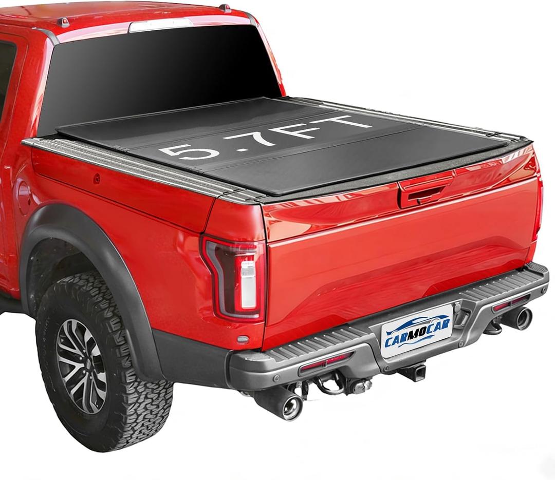 Hard Tri-Fold Tonneau Cover Replacement for 2009-2025 Ram 1500 5.7ft Bed (67.4") Fleetside W/RamBox FRP Truck Bed Cover with Led Light Only for Models with Factory Utility Track Sys.