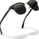 livho Rimless Trendy Polarized Sunglasses Men Women, Retro Sun Glasses for Men Women 2025, Semi Rimless UV Protection Shades Black With Gold Rim/Black  