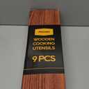 9 Piece Natural Teak Wooden Kitchen Utensil Set with Spoon Rest - Comfort Grip Cooking Spoons and Utensils Holder