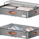 Under bed Storage With Wheels,Low profile 5.5 inches Height Storage Bins,Rolling Under bed Shoe Storage Containers,Under bed Storage Drawers for clothes & blankets