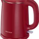 Secura Stainless Steel Double Wall Electric Kettle Water Heater for Tea Coffee w/Auto Shut-Off and Boil-Dry Protection, 1.0L (Red) SWK-1001DR/HB-K012