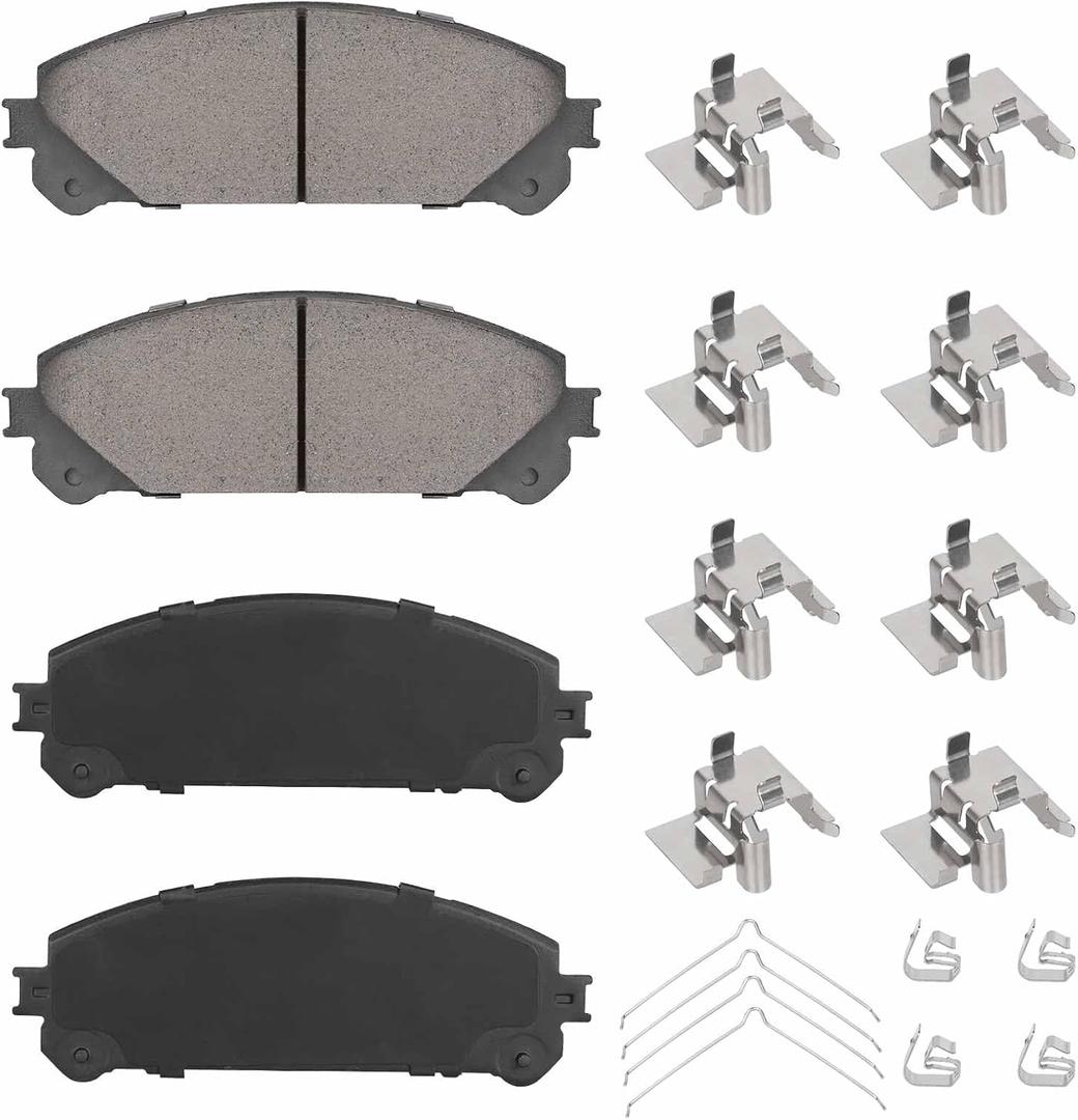 ILONPA Front Ceramic Disc Brake Pads Set for Highlander 2008-2013, Sienna 2011-2020, for Lexus NX200t NX300 NX300h RX350 RX350L RX450h RX450hL, 4PCS(With Hardware)