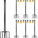 6 Pack String Light Poles for Outside, Upgraded Heavy-Duty Metal Poles for Outdoor String Lights with Fork, Adjustable Lighting Hanging Accessories for Patio Decor Pergola Backyard Garden Decorations