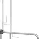 24'' Flip-Up Toliet Grab Bar with Paper Holder, Anti-Slip Knurled Grip