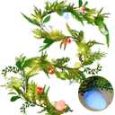 LOMIMOS 6FT Spring Lighted Birch Garland,Battery Operated Twig Vine with Timer 48 Lights for Xmas Spring Thanksgiving Wedding Party Decoration Fireplace Mantle Wall