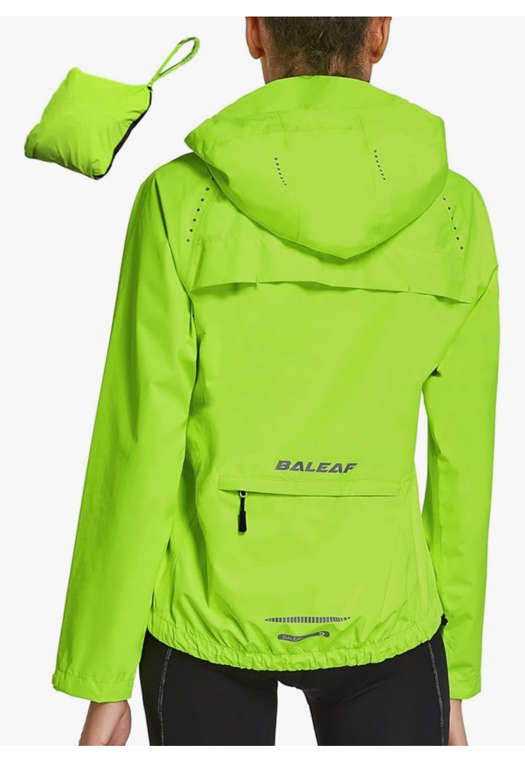 baleaf Women's Rain Jackets Waterproof Windbreaker Packable Running Lightweight Cycling Jacket Reflective Hooded M